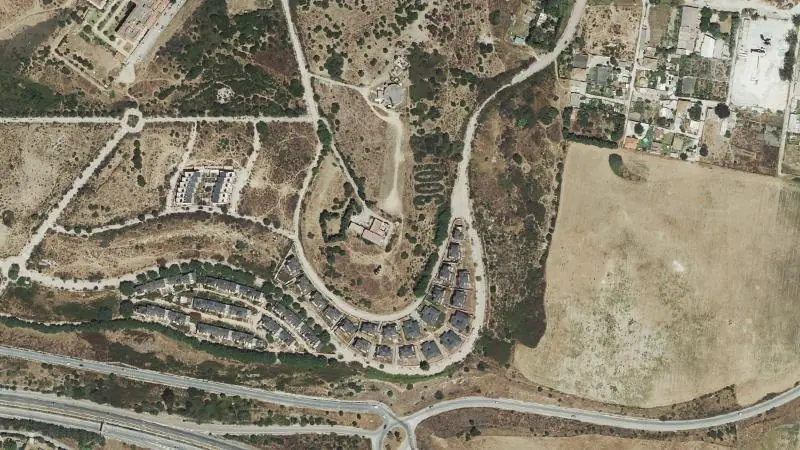 Vista aérea del entorno de la estación Los Barrios (ortofoto PNOA)