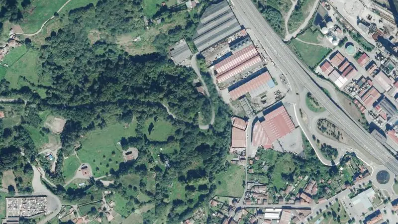 Vista aérea del entorno de la estación Meriñán (ortofoto PNOA)
