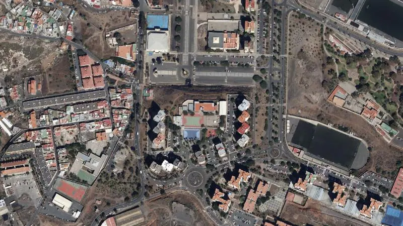 Vista aérea del entorno de la estación Pedro Lezcano (ortofoto PNOA)