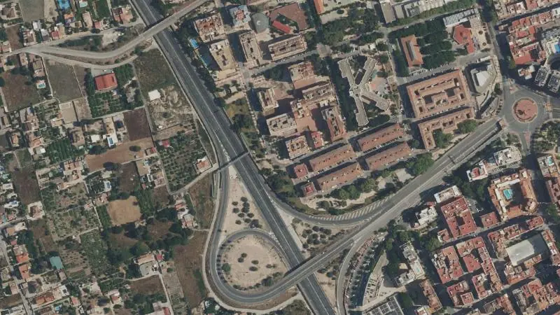 Vista aérea del entorno de la estación San Basilio (ortofoto PNOA)
