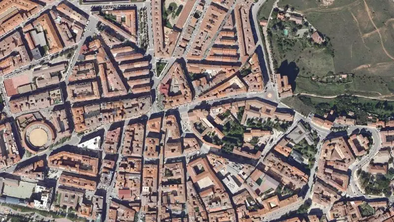 Vista aérea del entorno de la estación Soria (ortofoto PNOA)
