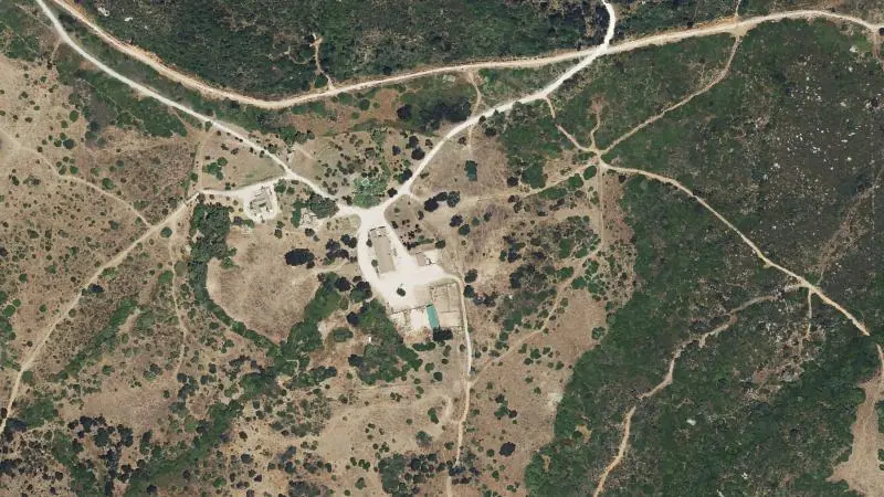 Vista aérea del entorno de la estación E2: Alcornocales (ortofoto PNOA)