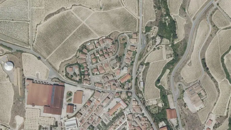 Vista aérea del entorno de la estación El Ciego (ortofoto PNOA)