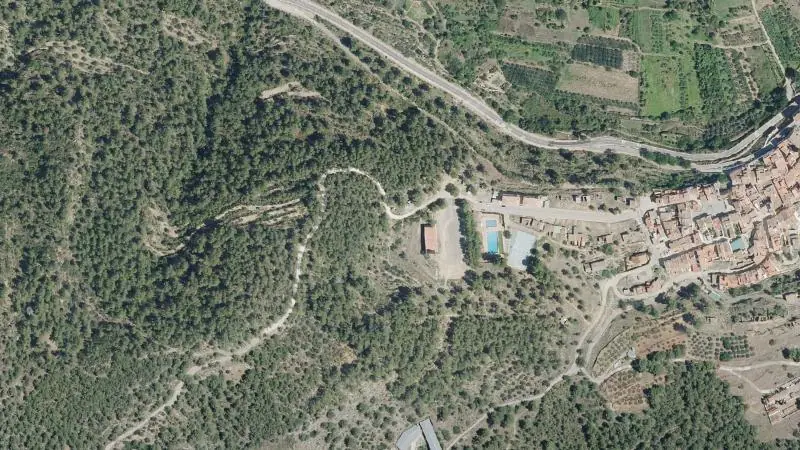 Vista aérea del entorno de la estación Cirat (ortofoto PNOA)