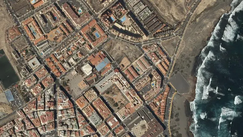 Vista aérea del entorno de la estación Médano (ortofoto PNOA)