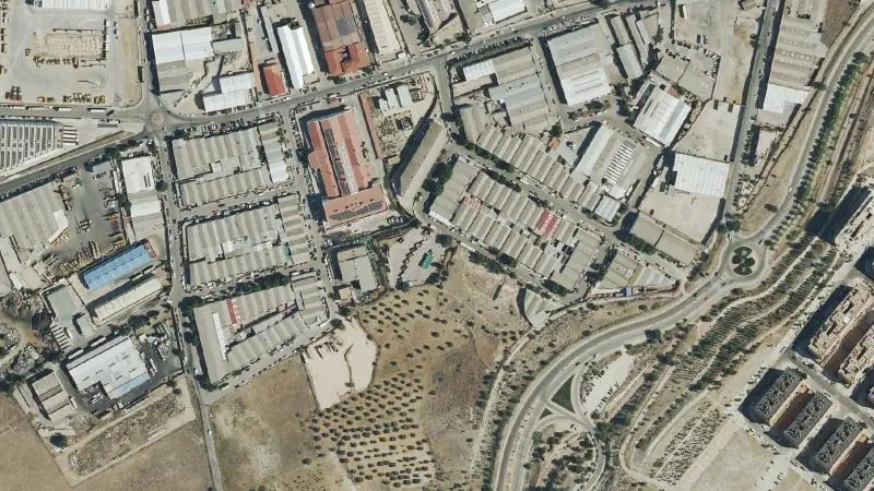 Vista aérea del entorno de la estación Arganda del Rey (ortofoto PNOA)
