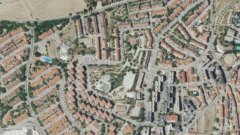 Vista aérea del entorno de la estación Algete (ortofoto PNOA)