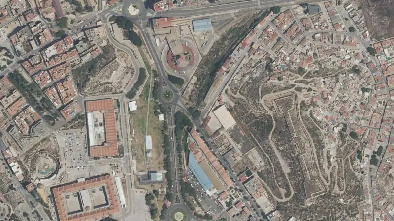 Vista aérea del entorno de la estación Mompean (ortofoto PNOA)