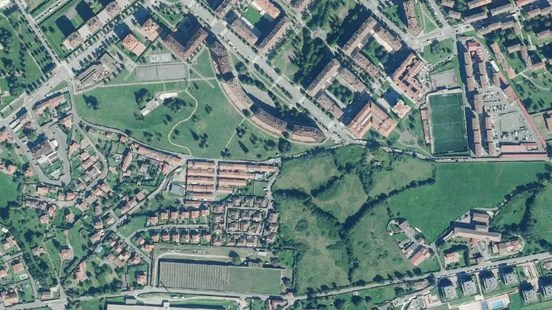 Vista aérea del entorno de la estación Montevil (ortofoto PNOA)