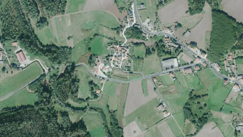 Vista aérea del entorno de la estación Dumbria (ortofoto PNOA)