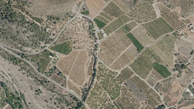 Vista aérea del entorno de la estación Algar de Palància (ortofoto PNOA)